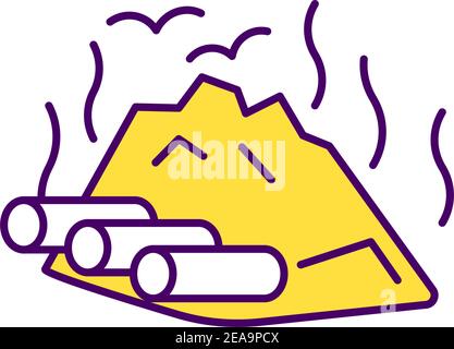 Aerated windrow composting RGB color icon Stock Vector