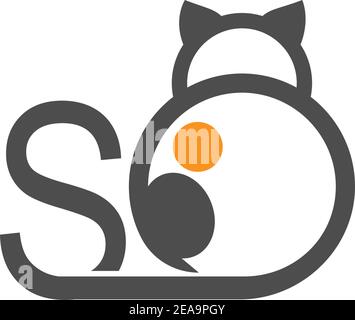 Cat icon logo with letter S template design vector  illustration Stock Vector