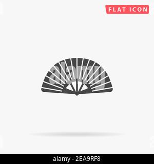 Japanese Folding Hand Fan flat vector icon. Hand drawn style design illustrations. Stock Vector