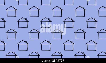 Seamless pattern background of simple shape houses Stock Photo