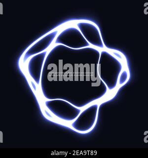 Circle neon light lamp frame. Color vector power glowing circle bulb banner.Vector background Stock Vector