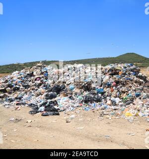 Pile of domestic garbage in landfill Stock Photo