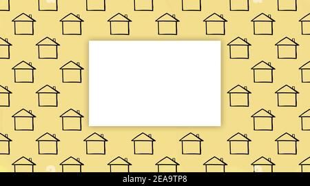 Industrial and cartoon mockup with houses illustration, seamless pattern, pastel color, copy space Stock Photo