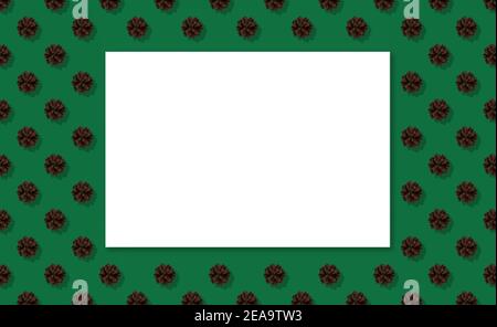 Pinewood forest theme mockup with blank sheet of paper and seamless pattern. High quality illustration Stock Photo