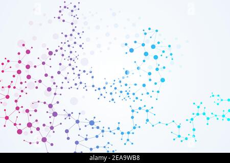 Structure molecule and communication. Dna, atom, neurons. Scientific concept for your design. Connected lines with dots. Medical, technology Stock Vector