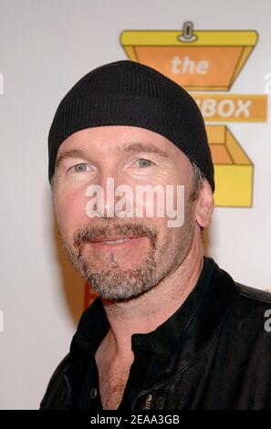 U2's guitarist The Edge arrives at the celebrity designed lunchboxes' auction to benefit The Food Bank for NYC and The Lunchbox Fund, held at the Wooster Projects Gallery in New York City, USA, on Thursday October 13, 2005. Photo by Nicolas Khayat/ABACAPRESS.COM Stock Photo