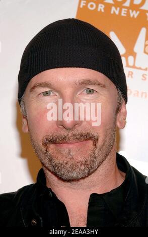 U2's guitarist The Edge arrives at the celebrity designed lunchboxes' auction to benefit The Food Bank for NYC and The Lunchbox Fund, held at the Wooster Projects Gallery in New York City, USA, on Thursday October 13, 2005. Photo by Nicolas Khayat/ABACAPRESS.COM Stock Photo