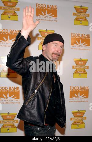 U2's guitarist The Edge arrives at the celebrity designed lunchboxes' auction to benefit The Food Bank for NYC and The Lunchbox Fund, held at the Wooster Projects Gallery in New York City, USA, on Thursday October 13, 2005. Photo by Nicolas Khayat/ABACAPRESS.COM Stock Photo