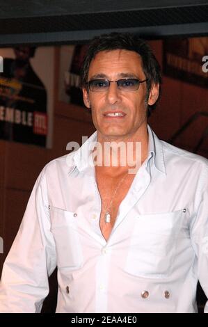 French actor Gerard Lanvin promotes his upcoming movie 'Les Parrains' in Paris, France on october 17, 2005. Photo by Denis Guignebourg/ABACAPRESS.COM Stock Photo