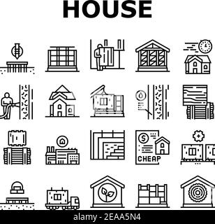 Timber Frame House Collection Icons Set Vector Stock Vector Image & Art ...