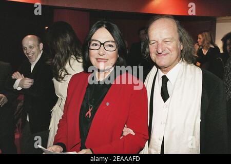 Greek singer Nana Mouskouri and her husband Andre Chapelle during a charity gala organized by Mero Kececioglu for ONUSIDA at the Espace Pierre Cardin in Paris, France on November 15, 2005. Photo by Laurent Zabulon/ABACAPRESS.COM. Stock Photo