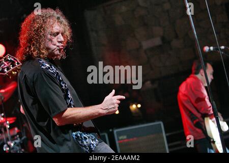 Ex-frontman of legendary UK rock band Led Zeppelin, Robert Plant, performs on stage with his band 'The Strange sensation' at the 'Usine' concert hall in Istres, near Marseille, southern France, on November 16, 2005. Photo by Gerald Holubowicz/ABACAPRESS.COM Stock Photo