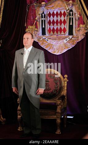 File photo : Prince Albert of Monaco poses during a ceremony which invested him as ruler of Monaco, on November 17,2005. Prince Albert is to be formally invested as ruler of Monaco this week in a series of ceremonies. Photo Pool/ABACAPRESS.COM Stock Photo