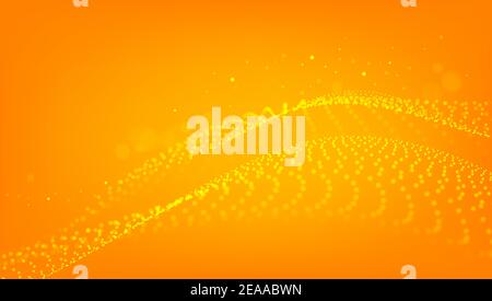 Orange Technology Background with Particle, Molecule Structure. Genetic and Chemical Compounds. Communication Concept. Space and Constellations. Stock Vector