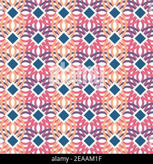 Geometric seamless vintage pattern in pastel colors. Semi-circles with squares. Stock Vector
