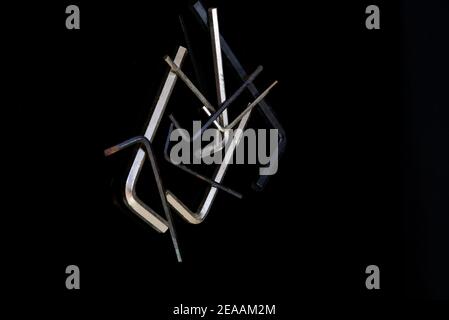 Allen keys with plain black background Stock Photo