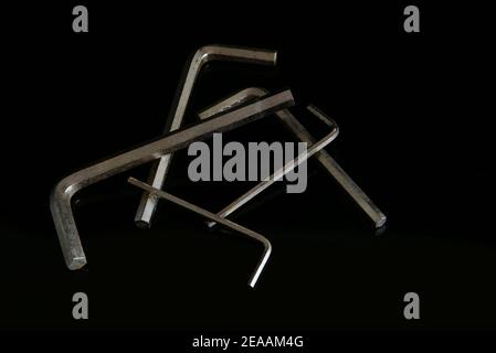 Allen keys with plain black background Stock Photo