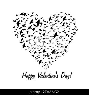 The heart of the birds. T-shirt print. Happy Valentine's Day. Vector illustration Stock Vector