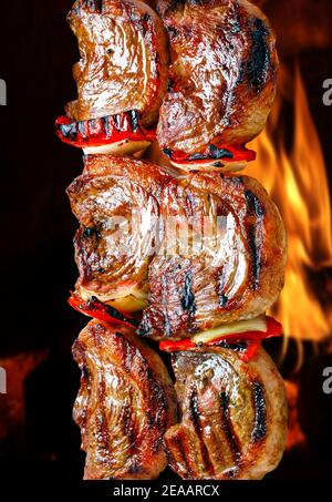 Picanha, traditional Brazilian beef cut, picanha skewer Stock Photo