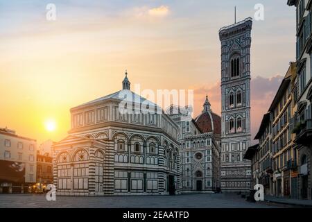 Dawn over Basilica Santa Maria del Fiore in Florence Stock Photo