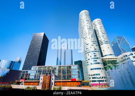 Modern business district in Paris and clear blue sky, France Stock Photo