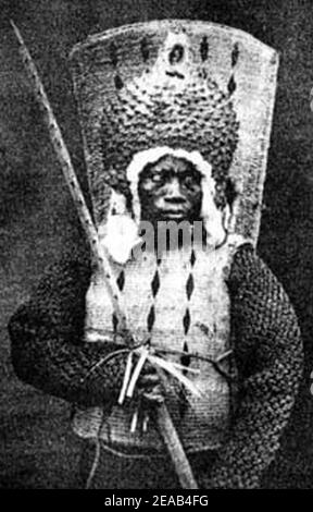 Nauruan-warrior-1880ers. Stock Photo