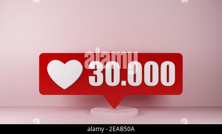 icon with 30 thousand likes with copy space. 3d rendering Stock Photo