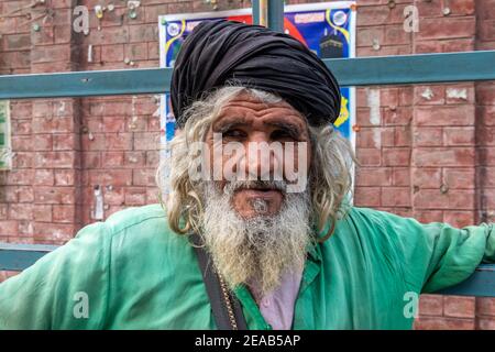 Sufi Man at the Shrine of Baba Bulleh Shah, Kasur, Punjab, Pakistan Stock Photo