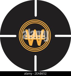 South Korean Won symbol icon Vector Stock Vector