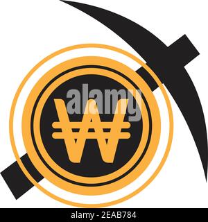 South Korean Won symbol icon Vector Stock Vector