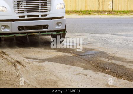 Street cleaning equipment special municipal truck brushes of street cleaning machine Stock Photo