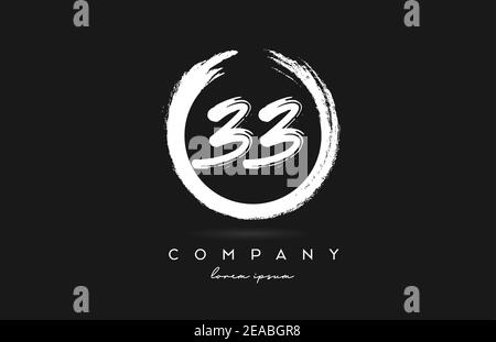 33 number logo icon in black and white. Vintage grunge design for company and business with circle Stock Vector