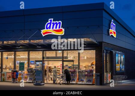 Entrance of a dm market of a dm branch in Wilhelmshaven, Lower Saxony Stock Photo