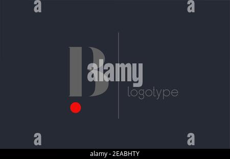 B unique alphabet letter logo for business. Creative corporate identity and lettering in grey blue and red color. Company branding icon design with do Stock Vector