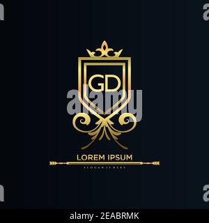 Letter Initial with Royal Template.elegant with crown logo vector, Creative Lettering Logo Vector Illustration Stock Vector