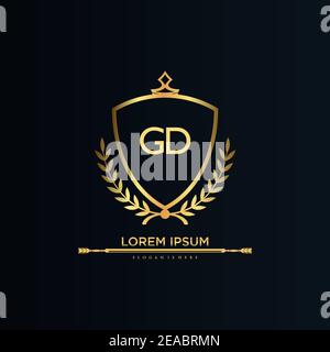 Letter Initial with Royal Template.elegant with crown logo vector, Creative Lettering Logo Vector Illustration Stock Vector