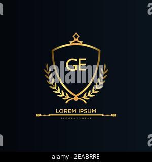 Letter Initial with Royal Template.elegant with crown logo vector, Creative Lettering Logo Vector Illustration Stock Vector