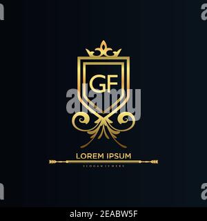 Letter Initial with Royal Template.elegant with crown logo vector, Creative Lettering Logo Vector Illustration Stock Vector