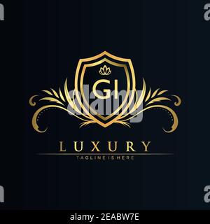 Letter Initial with Royal Template.elegant with crown logo vector, Creative Lettering Logo Vector Illustration Stock Vector