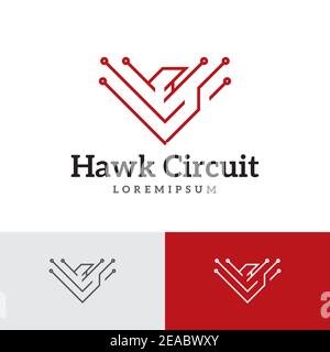Bird Wings Eagle Circuit Electronic Technology Logo Template Stock Vector