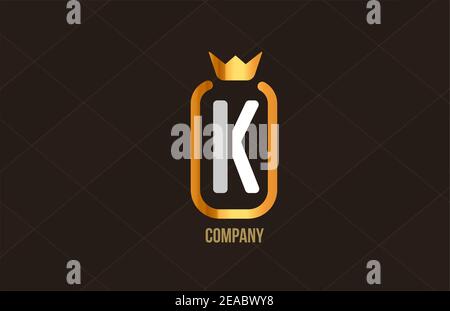 K golden king crown alphabet letter logo for company and corporate. Gold luxury design. Can be used as an icon for a brand or product Stock Vector