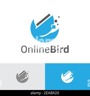 Online Pixel Bird Abstract Online Technology Internet Logo Stock Vector