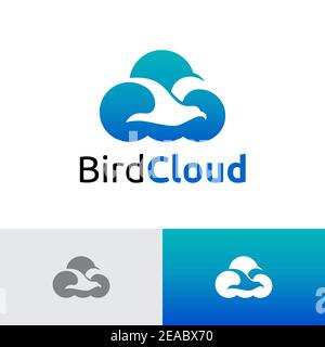 Flying Bird Cloud Tour Travel Flight Technology Logo Stock Vector