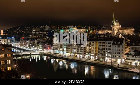 Europe, Switzerland, Canton of Zurich, Lake Zurich, Christmas mood in the city of Zurich Stock Photo