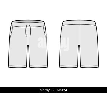 Short preppy pants technical fashion illustration with mid-thigh ...