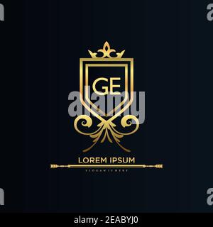 Letter Initial with Royal Template.elegant with crown logo vector, Creative Lettering Logo Vector Illustration Stock Vector