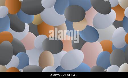 pile of marble stones vector illustration. aesthetic background design template. seamless pattern. oval shape like an egg. white, black, gray, beige, Stock Vector