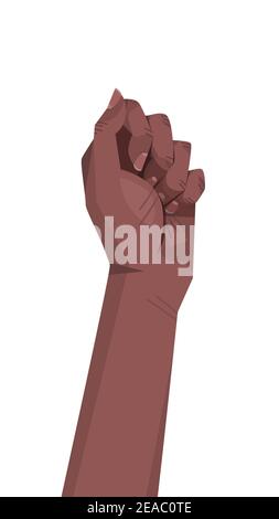 international womens day raised up black fist strong girl power concept female hand vertical vector illustration Stock Vector