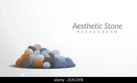 aesthetic background design template with blank space. pile of marble stones vector illustration. oval shape like an egg. white, gray, beige, brown Stock Vector