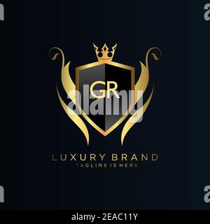 Letter Initial with Royal Template.elegant with crown logo vector, Creative Lettering Logo Vector Illustration Stock Vector